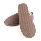 Truffle sheepskin slippers showing textured EVA sole with herringbone tread