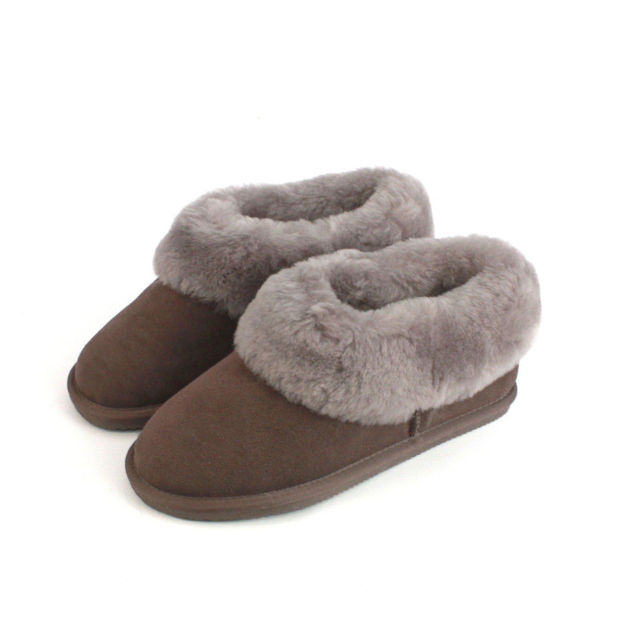 Truffle sheepskin slipper boots, suede upper with plush cuff, EVA sole