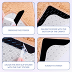 Anti Slip Carpet Stickers, Strong Adhesive Pads, Black, Pack of 8