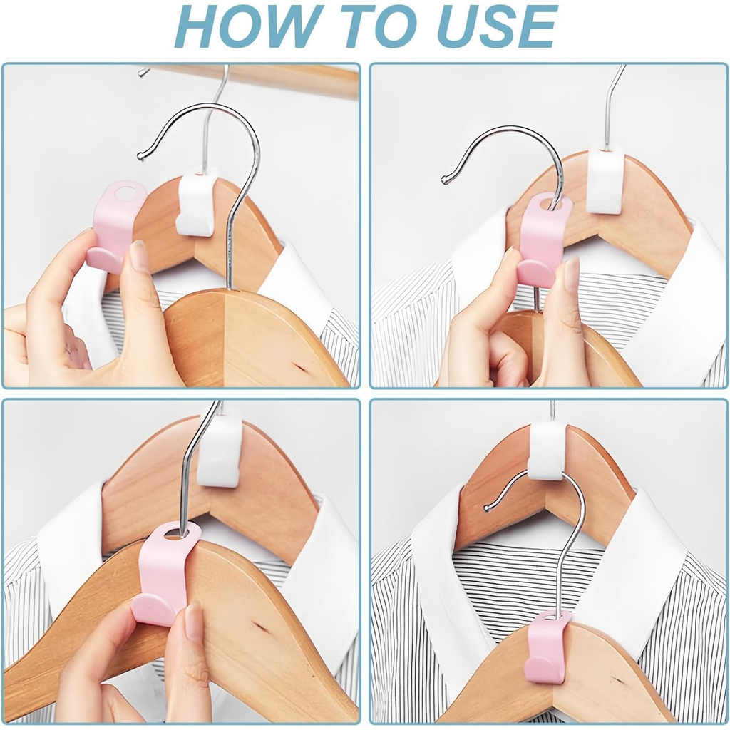 Clothes Hanger Connectors, Space Saving Closet Hooks, White, Pack of 10