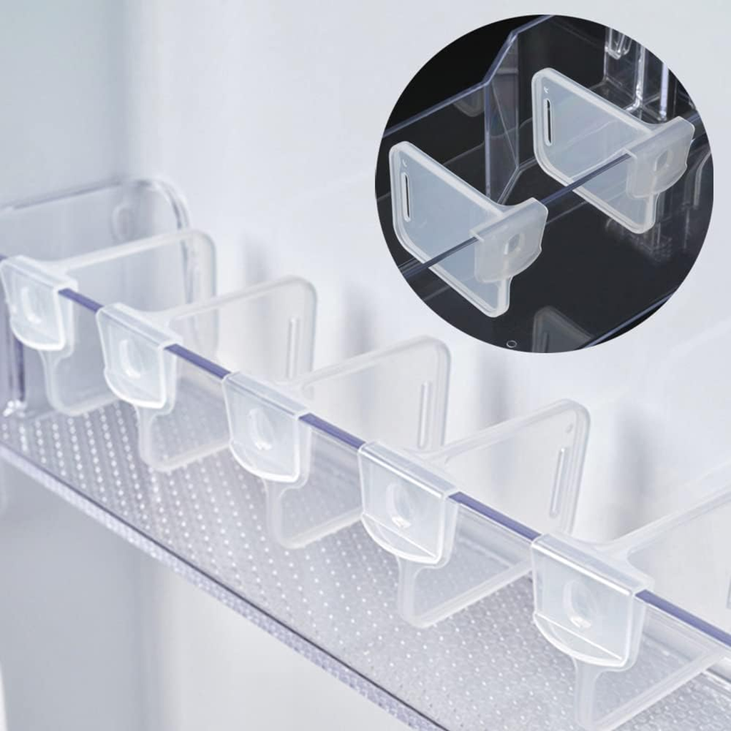 Adjustable Refrigerator Door Organisers, Transparent Space Saving Shelves, Pack of 4