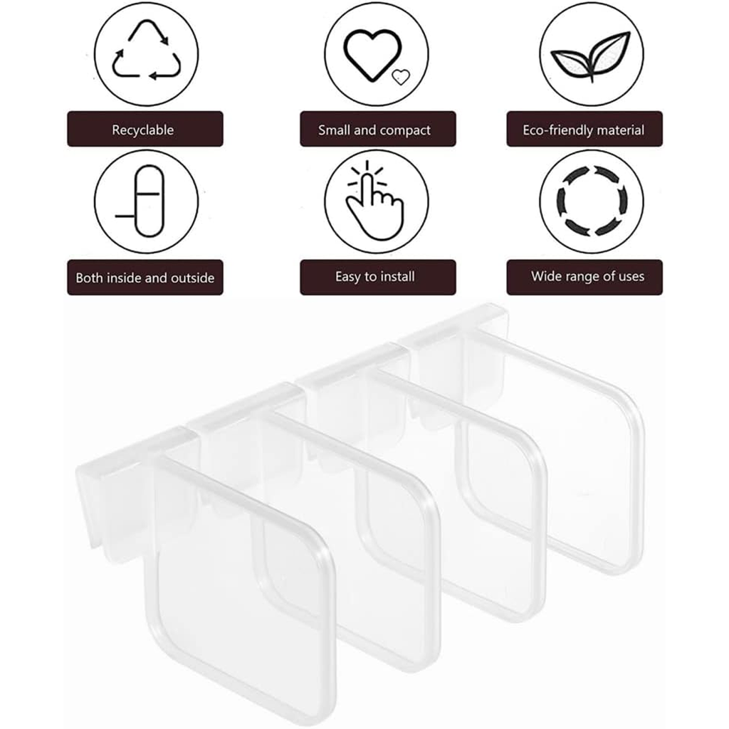 Adjustable Refrigerator Door Organisers, Transparent Space Saving Shelves, Pack of 4