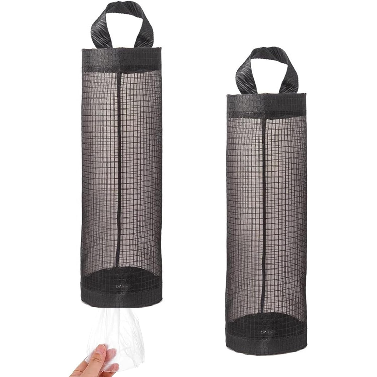 Wall Mounted Foldable Plastic Bag Holder, Reusable Storage Rack, Black, Pack of 1