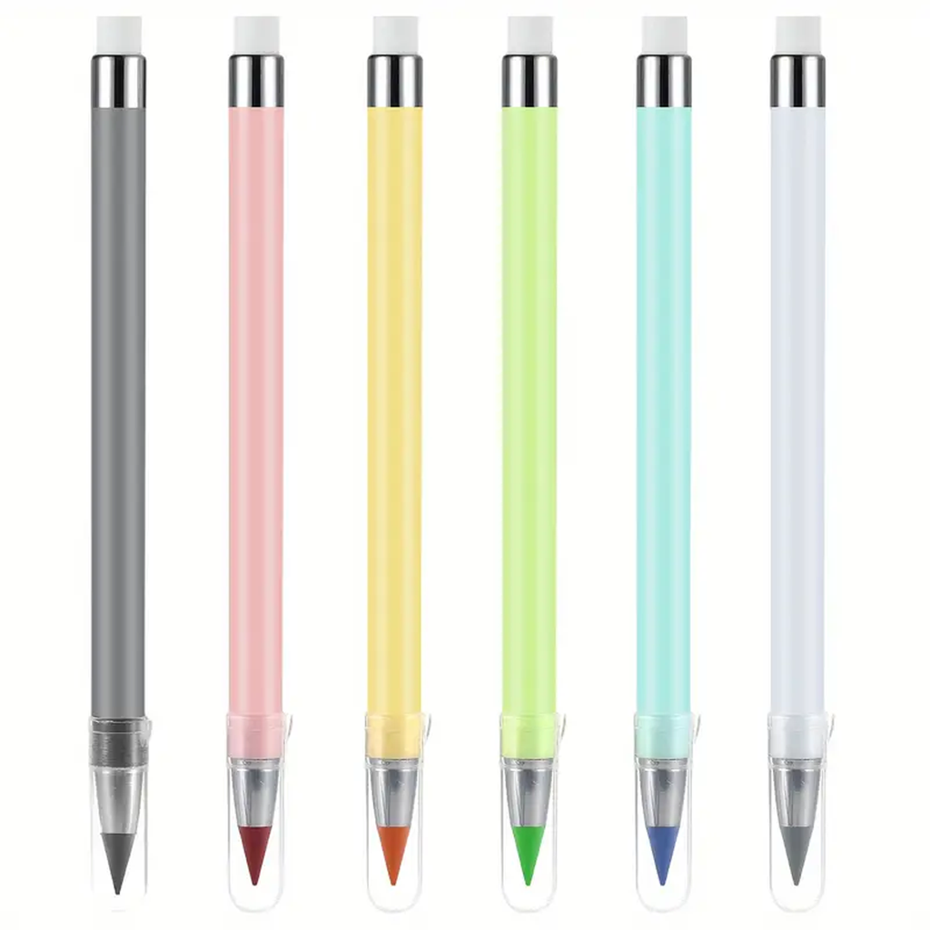 Pencils with Eraser, Reusable Inkless Design, Pack of 6