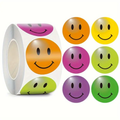 Happy Face Stickers, Self Adhesive Round Labels, Pack of 500