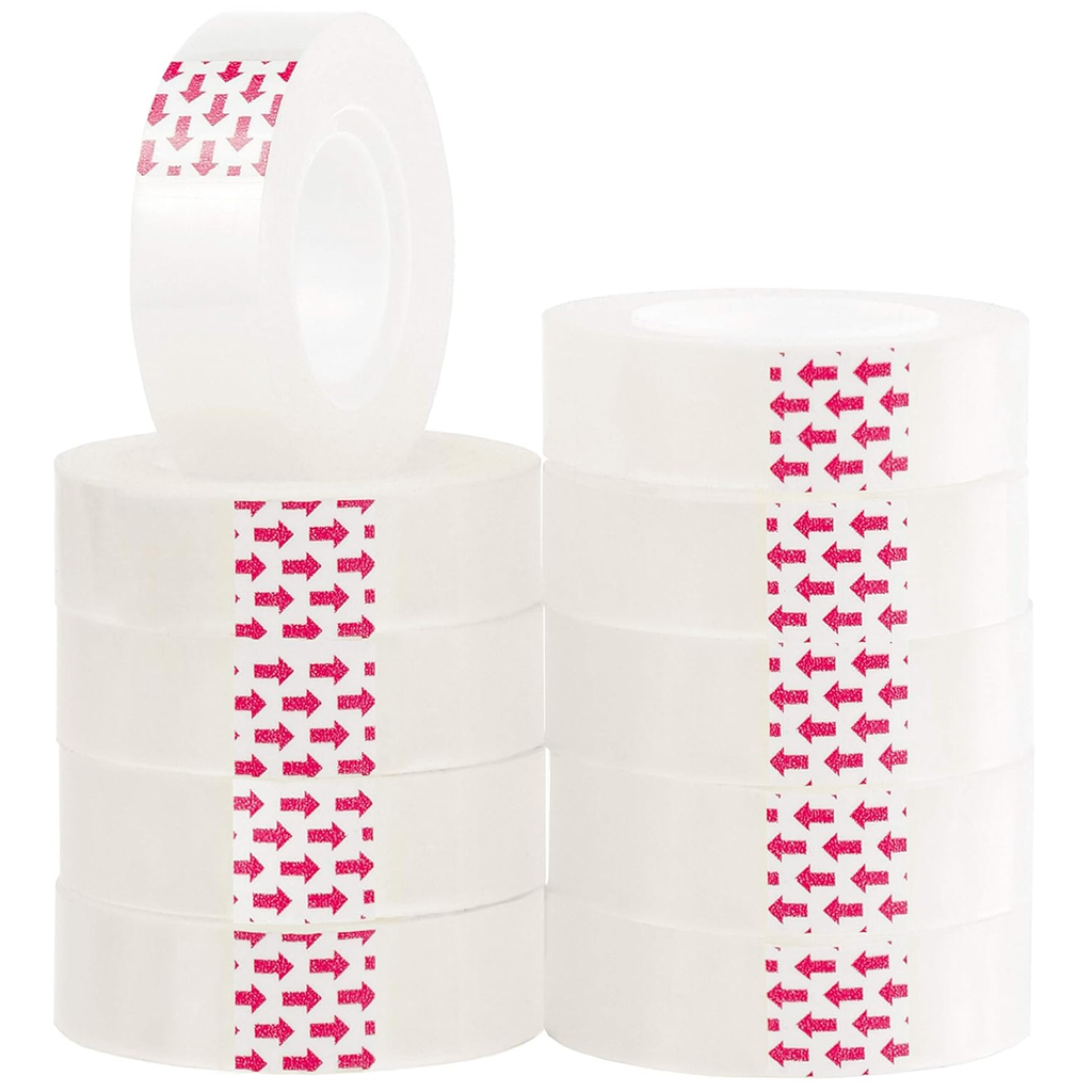 Transparent Adhesive Tape, Clear Plastic Rolls, Pack of 6
