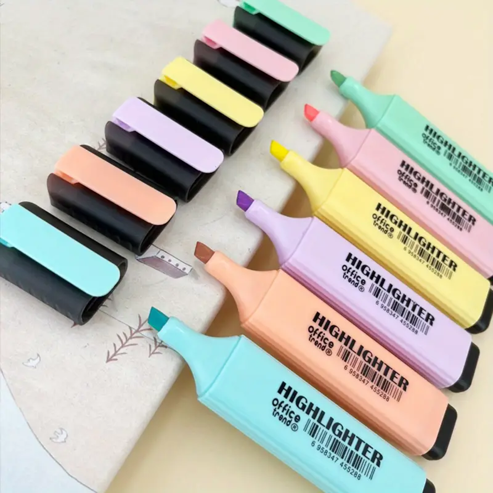 Highlighters, Chisel Tip Marker Pens, Pack of 6