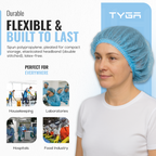 Disposable Non Woven Mob Caps, Elastic Hair Nets, Blue
