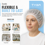 Disposable Non Woven Mob Caps, Elastic Hair Nets, White