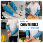 Waterproof Arm Covers, Oversleeves with Elastic Ends, Blue