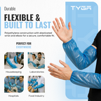 Waterproof Arm Covers, Oversleeves with Elastic Ends, Blue